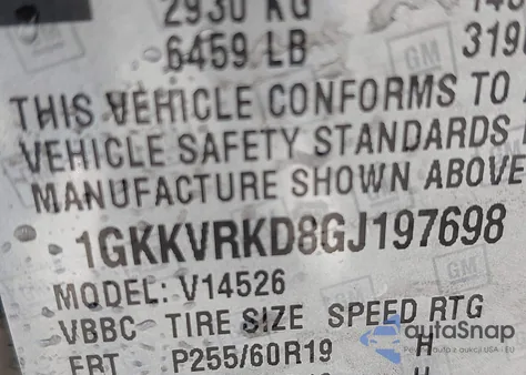 2016 GMC Acadia Slt-1 z USA, uszkodzony, nr VIN 1GKKVRKD8GJ197698